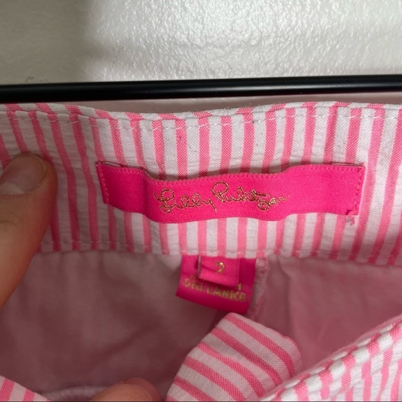 Lilly Pulitzer Kelly Pink Seersucker Stripe Shorts Womens 2 - Picture 8 of 10